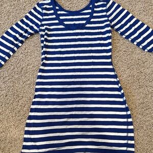 Blue and White Striped Cover Up